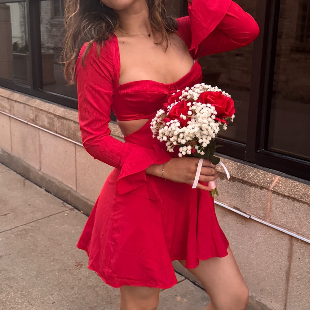 Oh Polly Mini Dress in Cherry Red
